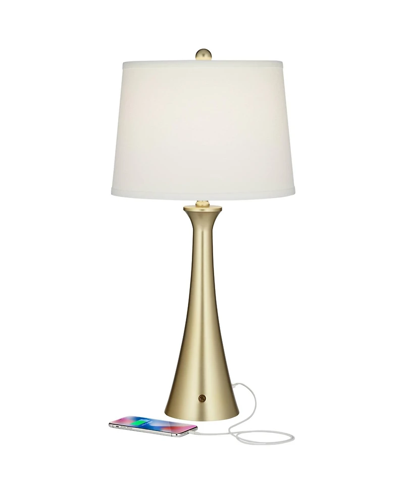 360 Lighting Karl 27 1/2" Tall Modern Table Lamps Set of 2 Full Range Dimmer Usb Port Gold Metal Living Room Charging
