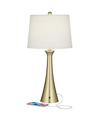 360 Lighting Karl 27 1/2" Tall Modern Table Lamps Set of 2 Full Range Dimmer Usb Port Gold Metal Living Room Charging