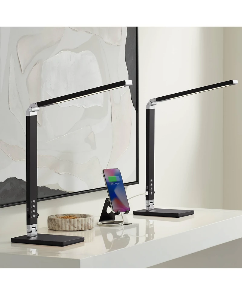 360 Lighting Jett 16 1/2" High Small Modern Desk Lamps Set of 2 Usb Port Night Light Led Home Office Charging