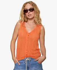 Sanctuary Women's No Rush Button-Front Sleeveless Tank Top