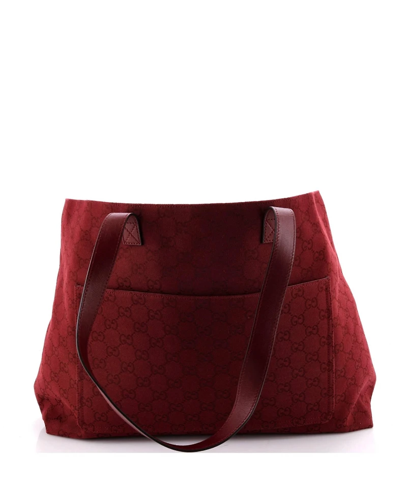 Pre-Owned Gucci Large Front Pocket Debossed Logo Tote Gg Canvas