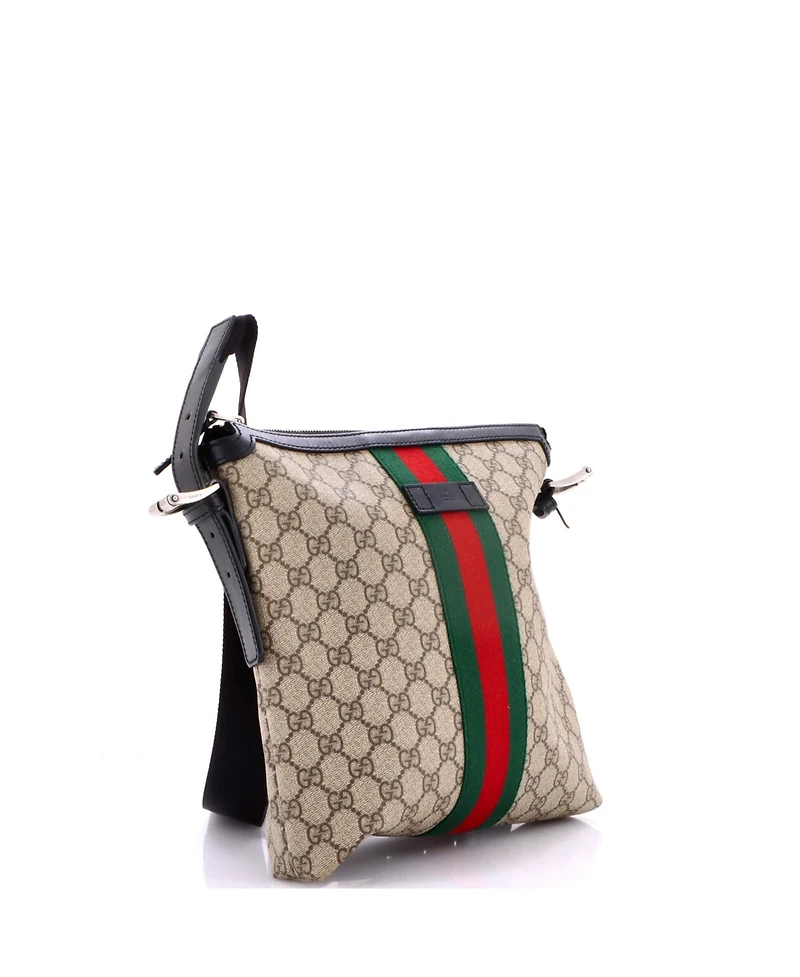 Pre-Owned Gucci Medium Web Messenger Bag Gg Coated Canvas