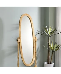 Busdays 59.25" Tall Standing Wooden Floor Mirror with Natural finish, Oval Shape