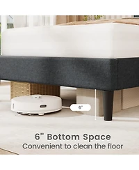 Gouun Linen Upholstered Bed Frame with Tufted Headboard