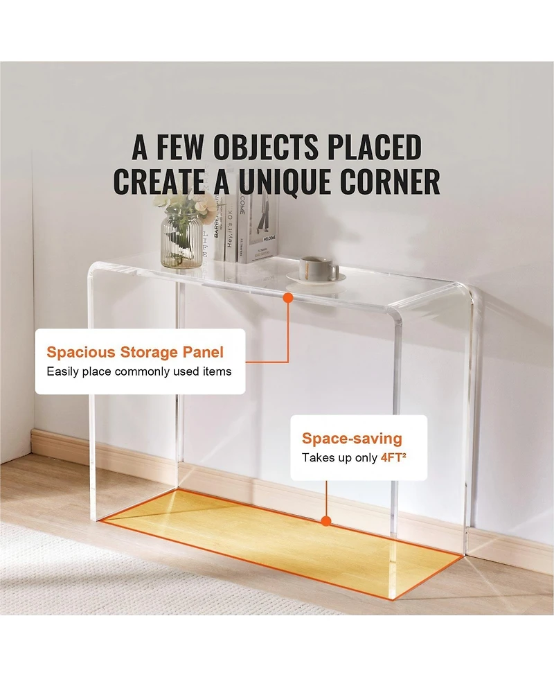 Gouun Acrylic Console Table with Open Design for Foyer and Living Room