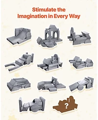 Gouun 14-Piece Modular Kids Play Couch with Armrests, Convertible Sectional Toddler Sofa