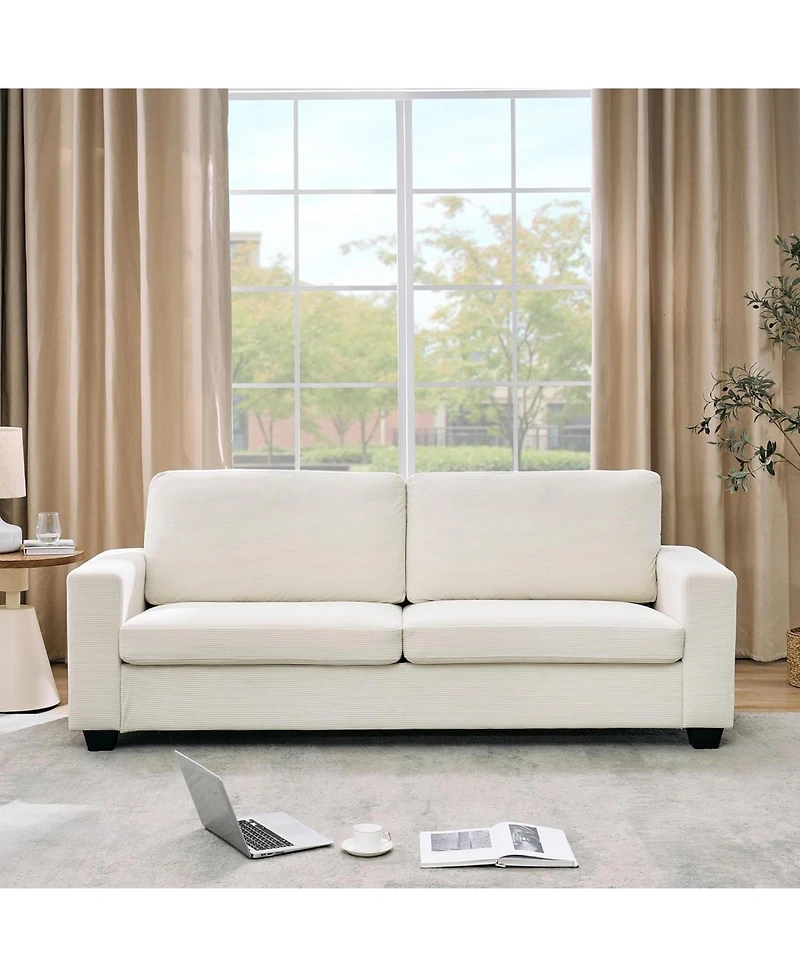 gaomon 83" Corduroy 3-Seater Sofa, Modern Upholstered Couch with Deep Seat and Wide Armrests