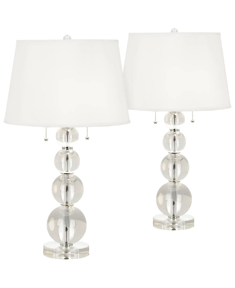 Vienna Full Spectrum Modern Table Lamps 26.5" High Set of 2 Stacked Crystal Spheres Glass Drum Shade for Living Room Family Bedroom