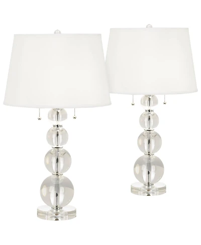 Vienna Full Spectrum Modern Table Lamps 26.5" High Set of 2 Stacked Crystal Spheres Glass Drum Shade for Living Room Family Bedroom