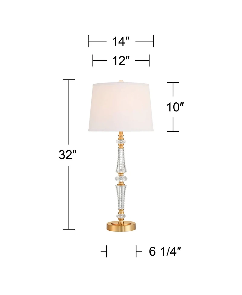 Vienna Full Spectrum Gracie 32" High Brass and Crystal 3-Way Table Lamp
