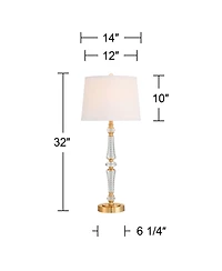 Vienna Full Spectrum Gracie 32" High Brass and Crystal 3-Way Table Lamp