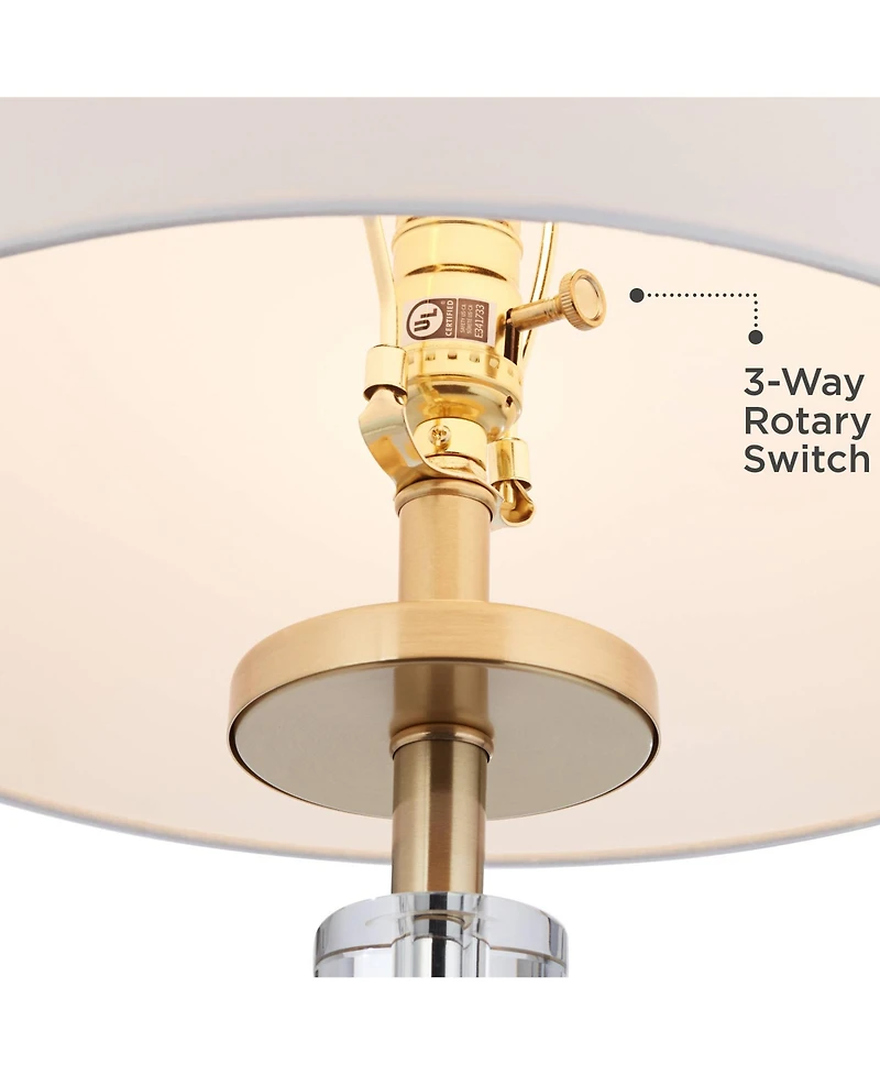 Vienna Full Spectrum Alfred 30 1/2"H Soft Brass and Crystal Column Table Lamp with Dimmer