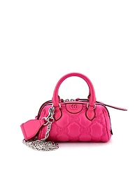 Pre-Owned Gucci Mini Ophidia Convertible Boston Top Handle Bag Gg Matelasse Nylon with Leather