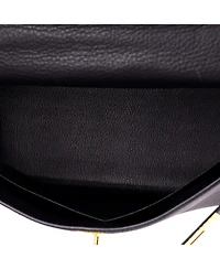 Pre-Owned HERMES Kelly 28 Handbag Black Clemence with Gold Hardware