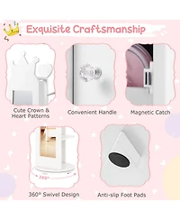 Gouun Princess Vanity Table and Stool Set with Jewelry Cabinet and Full-Length Mirror