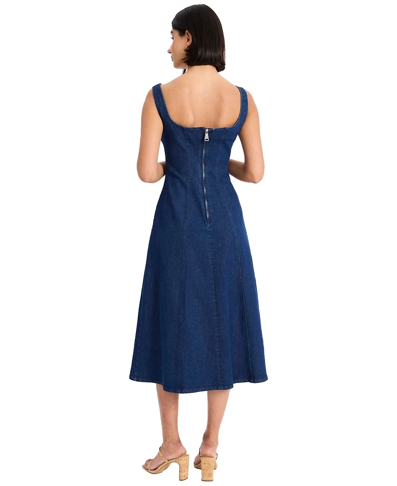 Maggy London Women's Sleeveless Square Neck Midi Dress