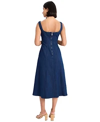 Maggy London Women's Sleeveless Square Neck Midi Dress