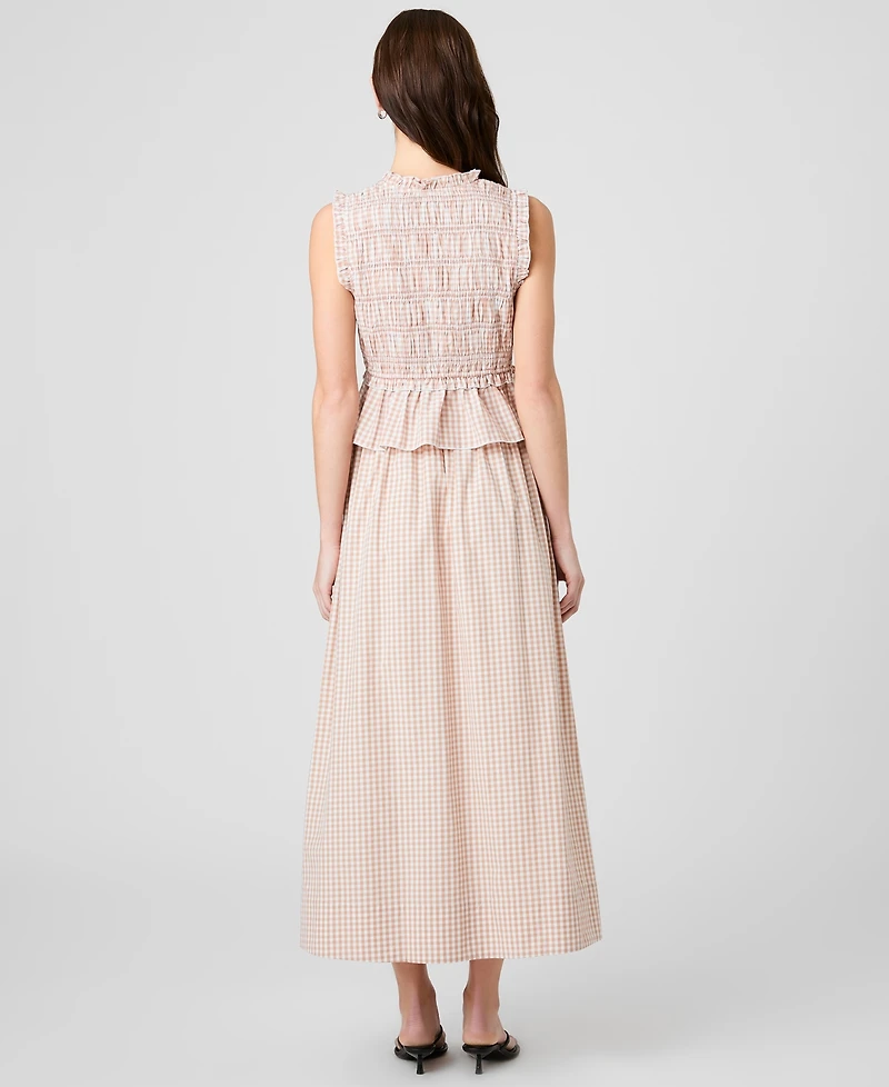 French Connection Women's Gingham Ruched Waist Midi Skirt