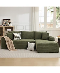 gaomon 108" Cloud Sectional Sofa, L-Shaped Couch with Deep Seat, Corduroy, Green Right Chaise
