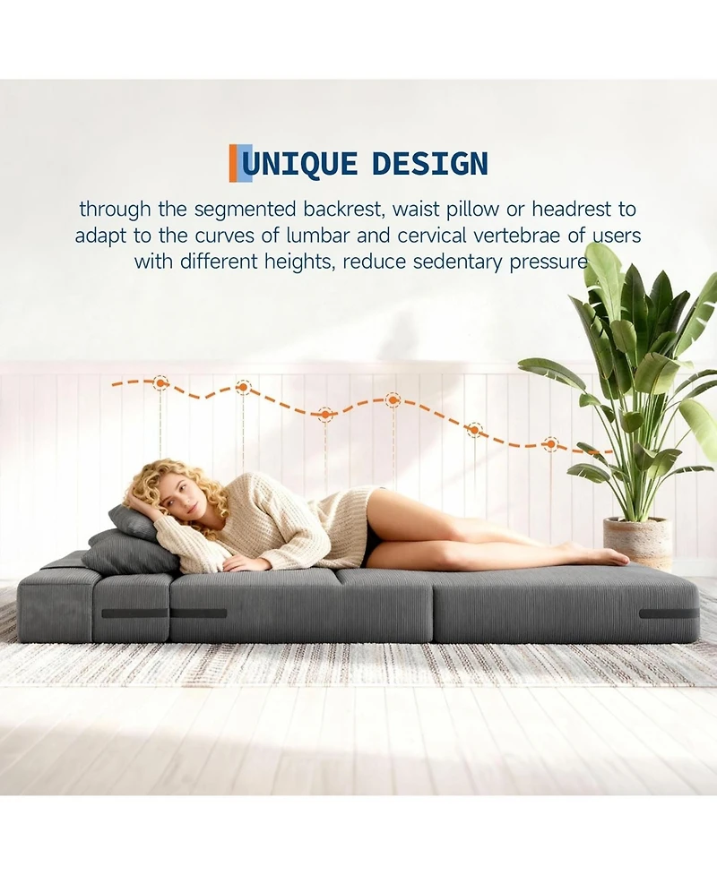 gaomon 76" Folding Sofa Bed, Convertible Futon Couch with Pillow, Linen Fabric for Small Spaces