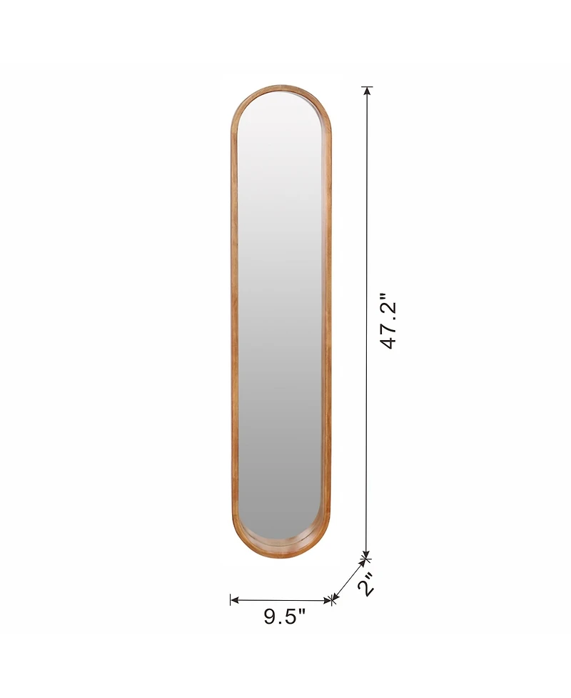 Busdays 9.5x2x47.2" Decorative Rubber Frame Mirror with Elongated Oval Frame
