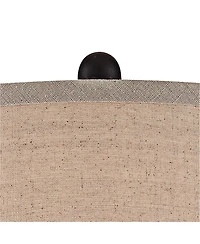 Regency Hill Ben Rustic Farmhouse Table Lamps 25" High Set of 2 Dark with Table Top Dimmers Linen Drum Shade for Bedroom Living Room Home