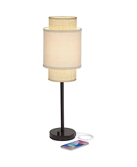 360 Lighting Tull 27" Tall Modern Table Lamps Set of 2 Usb Port Ac Power Outlet Living Room Charging Tan Tiered Shade