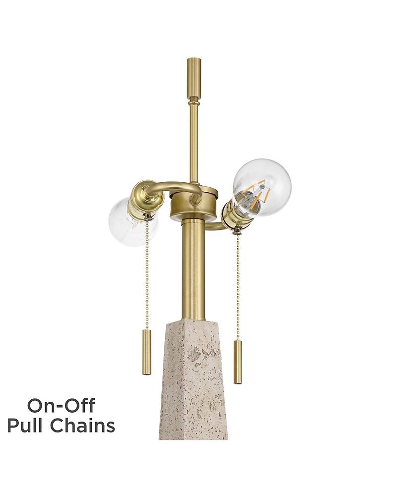 360 Lighting Lorena 29 1/4" Tall Modern Coastal End Table Lamp Pull Chain Sandstone Brass Finish Metal Single Living Room Bedroom