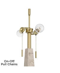 360 Lighting Lorena 29 1/4" Tall Modern Coastal End Table Lamp Pull Chain Sandstone Brass Finish Metal Single Living Room Bedroom