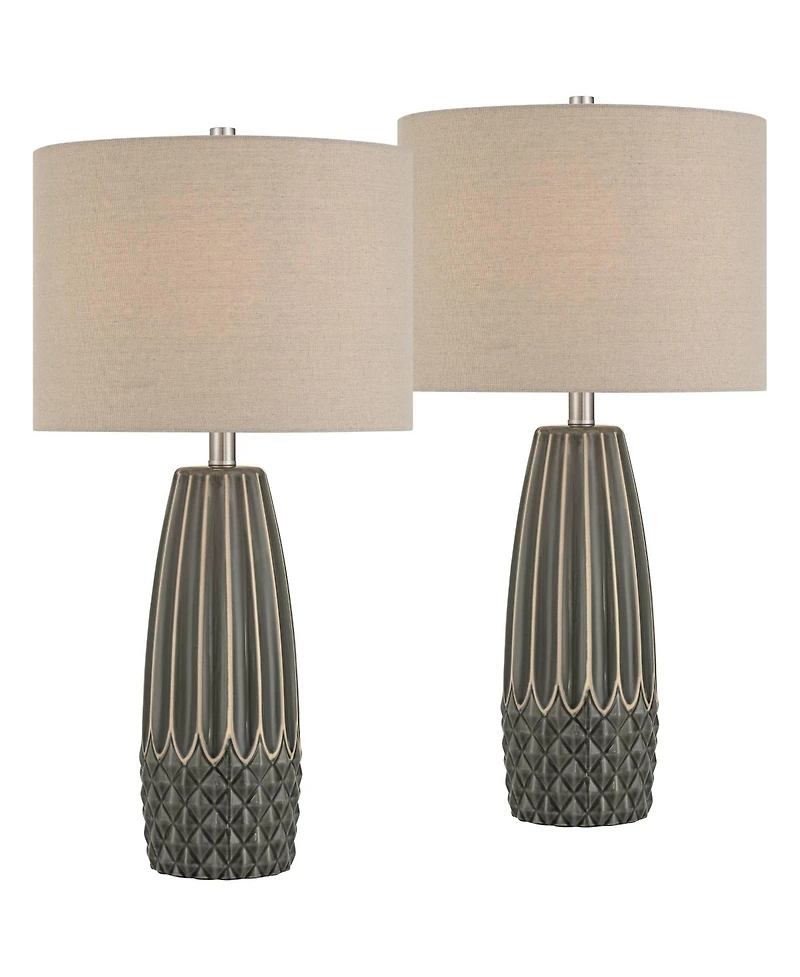 360 Lighting Olsen 26 1/2" High Stripe Ceramic Table Lamp Set of 2