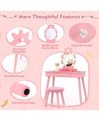 Gouun Kids Vanity Set with Led Lighted Mirror and Adjustable Brightness