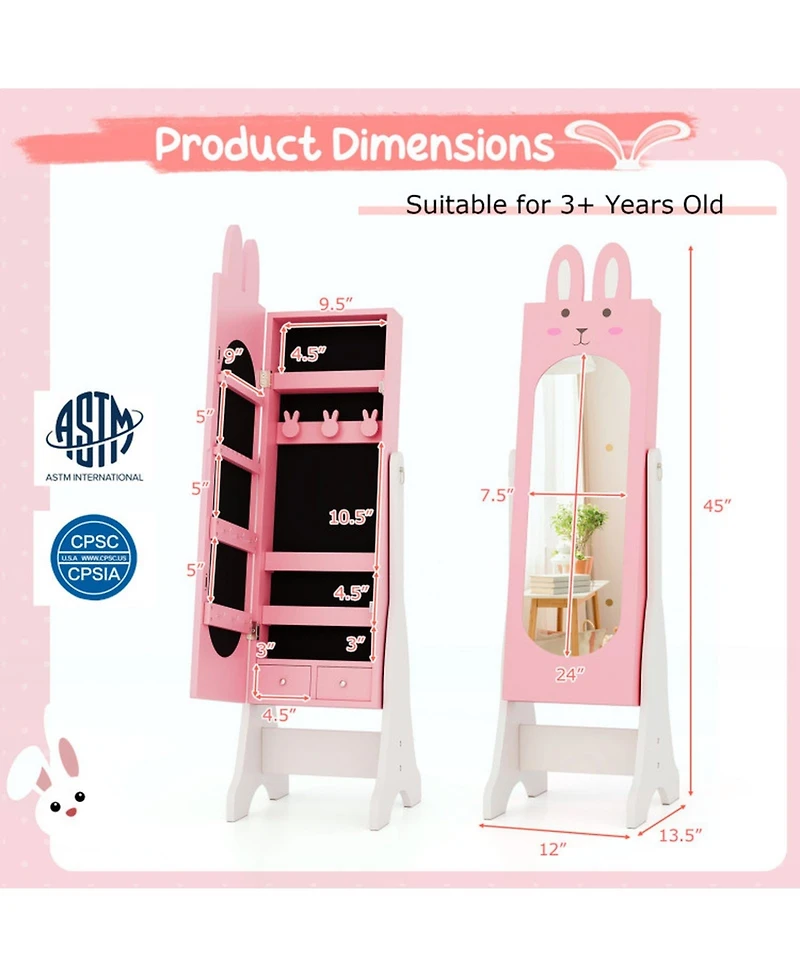 Gouun Princess Vanity Table and Chair Set with Jewelry Armoire and Mirror