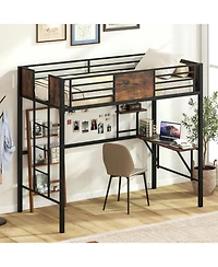Gouun Loft Bed with Safety Guardrails and Ladder
