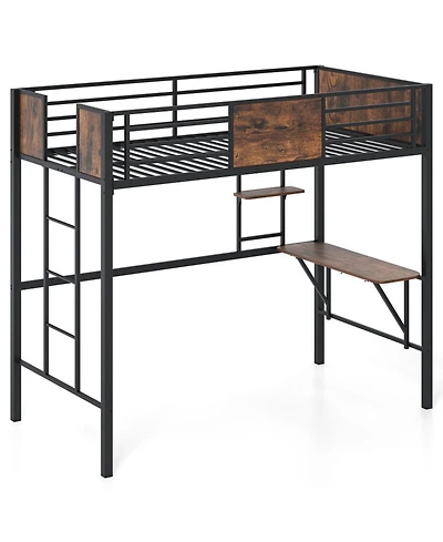 Gouun Loft Bed with Safety Guardrails and Ladder