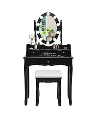 Gouun Oval Mirror Makeup Vanity Set with 10 Led Dimmable Bulbs and 3 Drawers