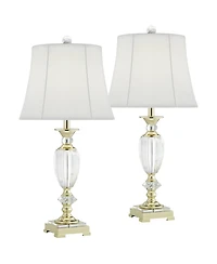 Vienna Full Spectrum Traditional Table Lamps 28.75" Tall Set of 2 Faceted Crystal and Brass Bell Shade for Living Room Family Bedroom