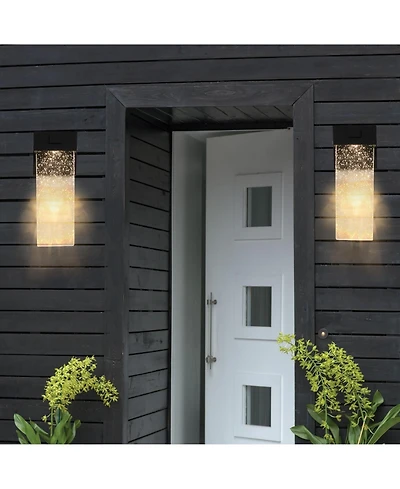 Busdays 2-Pack Outdoor Wall Light Fixture, Weatherproof Led Wall Sconce with Bubble Crystal and Light Sensor