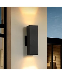Busdays 2-Pack Dusk to Dawn Outdoor Wall Sconce, Square Sensor Light for Porch Patio Garage
