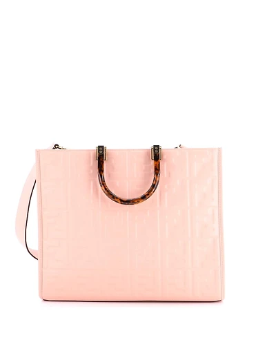 Pre-Owned Fendi Medium Sunshine Shopper Tote Zucca Embossed Leather