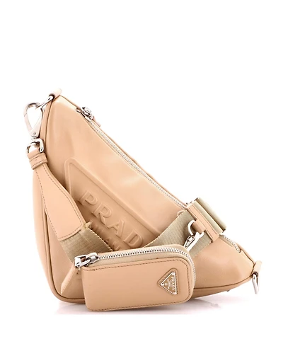 Pre-Owned Prada Small Triangle Logo Zip Crossbody Bag Leather
