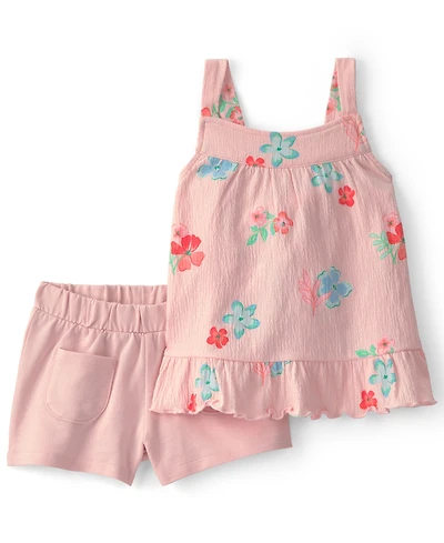 Carter's Girls' 2T-5T Floral Ruffle Top and Shorts, 2-Piece Set
