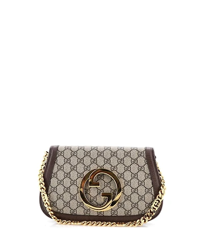 Pre-Owned Gucci Small Blondie Nm Chain Flap Bag Gg Coated Canvas