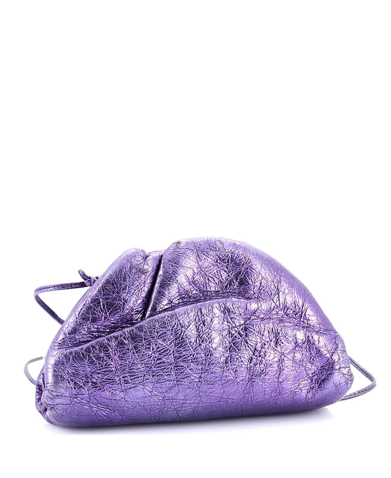 Pre-Owned Bottega Veneta Mini The Pouch Crinkled Metallic Leather
