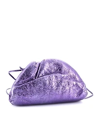 Pre-Owned Bottega Veneta Mini The Pouch Crinkled Metallic Leather
