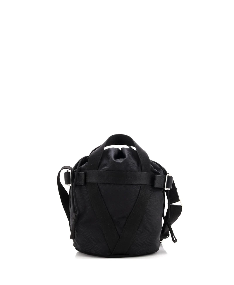 Pre-Owned Bottega Veneta Small Convertible Drawstring Bucket Bag Intrecciato Effect Jacquard