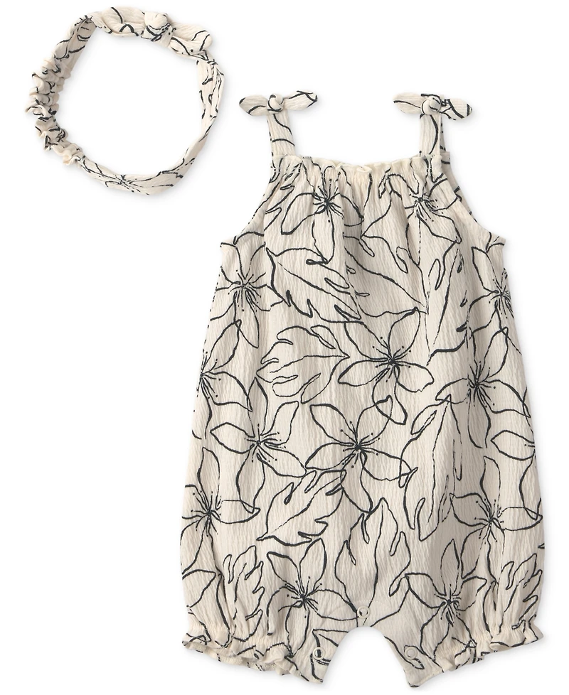 Carter's Baby Girls' Floral Romper & Headwrap