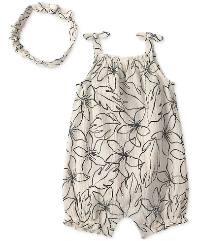 Carter's Baby Girls' Floral Romper & Headwrap