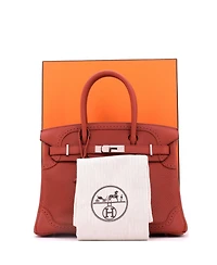 Pre-Owned HERMES Birkin 30 Handbag Orange Clemence and Evercolor with Palladium Hardware