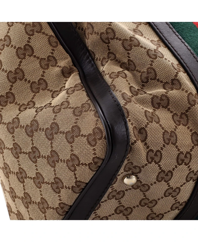 Pre-Owned Gucci Medium Vintage Web Boston Bag Gg Canvas