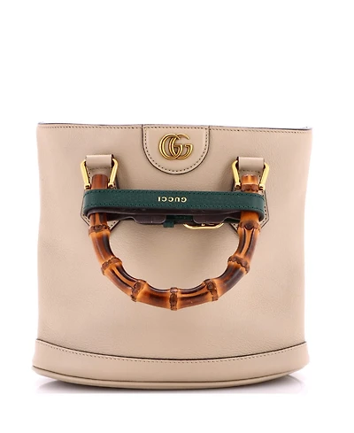 Pre-Owned Gucci Small Diana Bamboo Handle Round Tote Leather